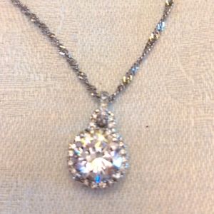 Macy's CZ pendant necklace, 18" chain. New. Sterling Silver  Made in Italy.  Box